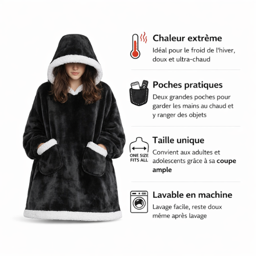 PLAIDE À CAPUCHE OVERSIZE